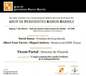 Invitació presentació GPRB Ponent