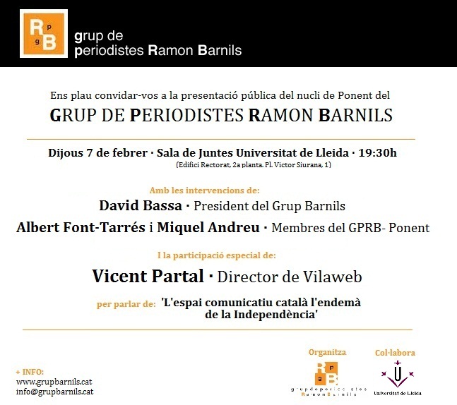 Vicent Partal apadrina l’acte de presentació del nou nucli del Grup Barnils a Ponent
