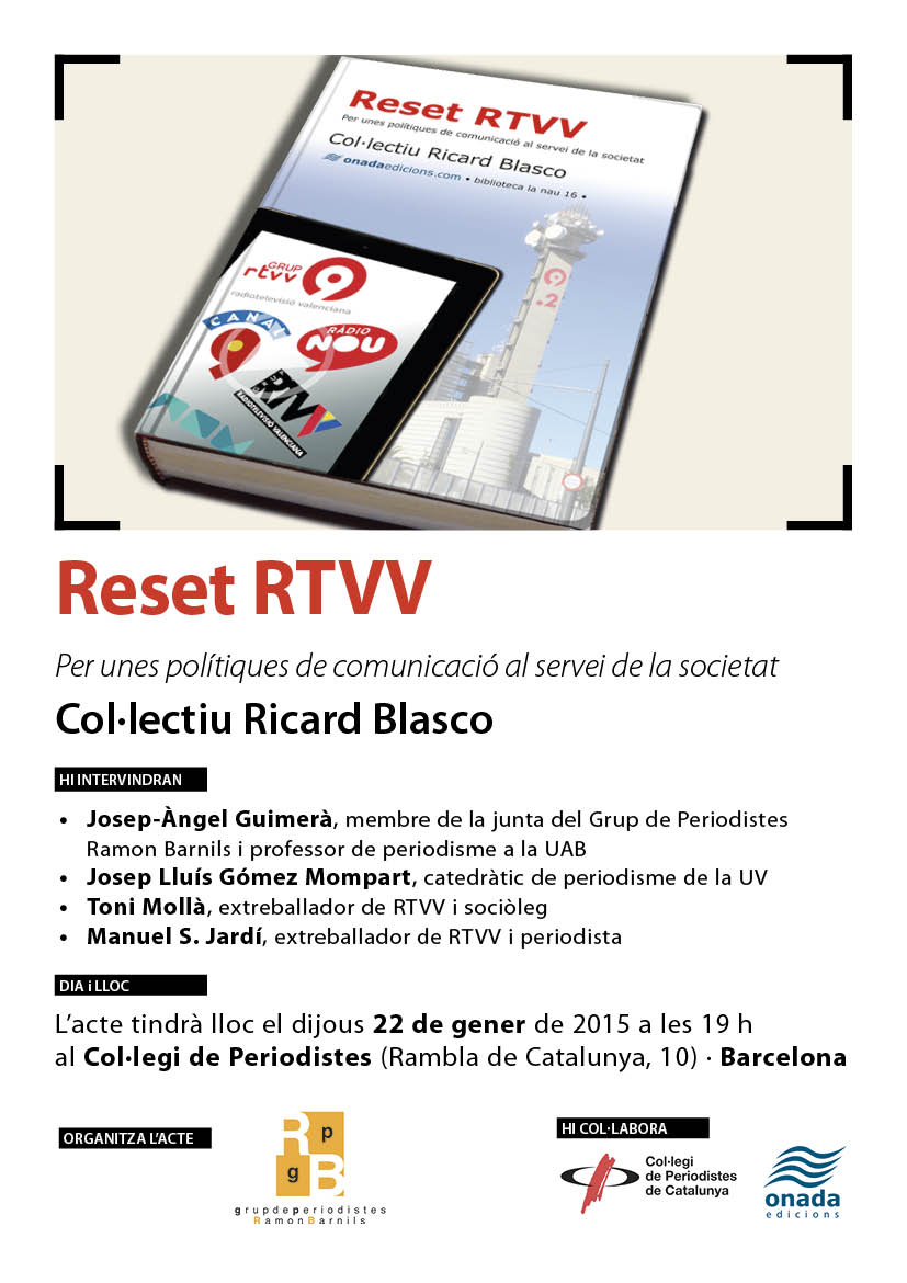 22/01 – Presentació del llibre ‘Reset RTVV’ al Col·legi de Periodistes