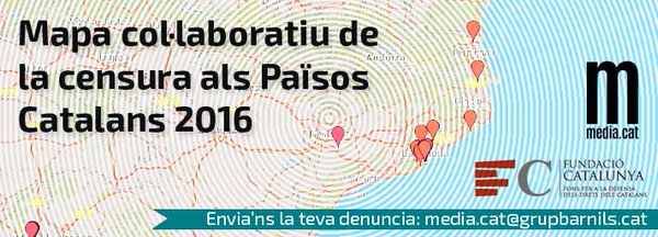 Informe Mèdia.cat: Mapa col·laboratiu de la censura als Països Catalans 2016
