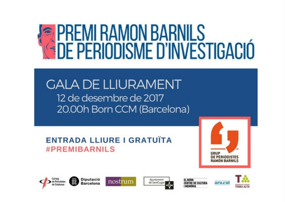 Dimarts 12 de desembre es lliuraran els Premis Ramon Barnils de periodisme d’investigació