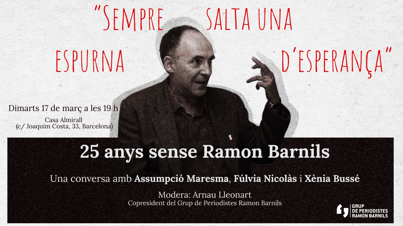 Commemorem el 25è aniversari de la mort de Ramon Barnils amb un acte d’homenatge a Barcelona